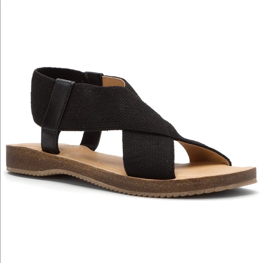 Wide Fit Black Crisscross Fabric Slingback Sandal - Picture 5 of 7